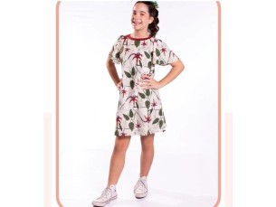 Vestido Solto Flores Rose